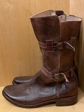 NEW Bed Stu "Turn" Double Buckle Distressed Brown Leather Boots - Size 8